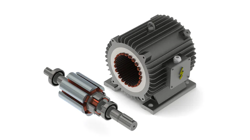 Geöffneter Elektromotor mit ausgebautem Rotor
