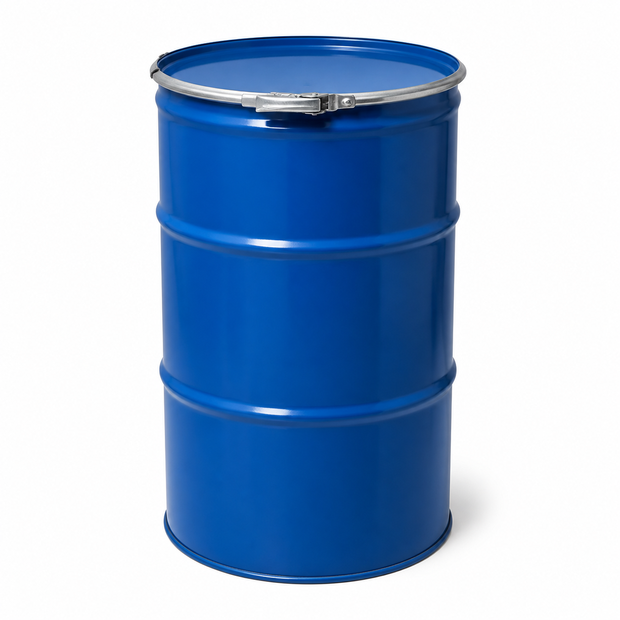 Blaues 200-Liter-Stahlfass mit Spanringdeckel